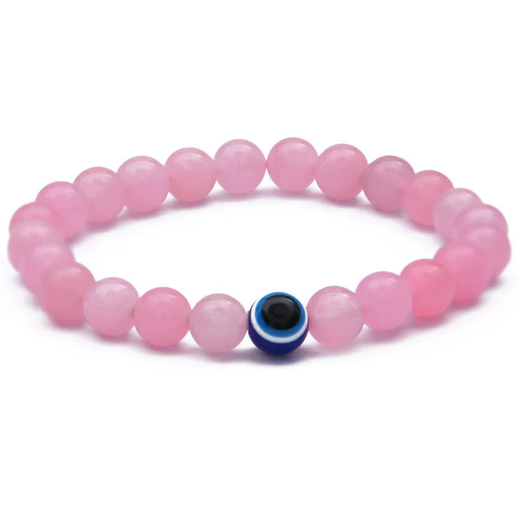 Rose Quartz+Evil Eye Bracelet
