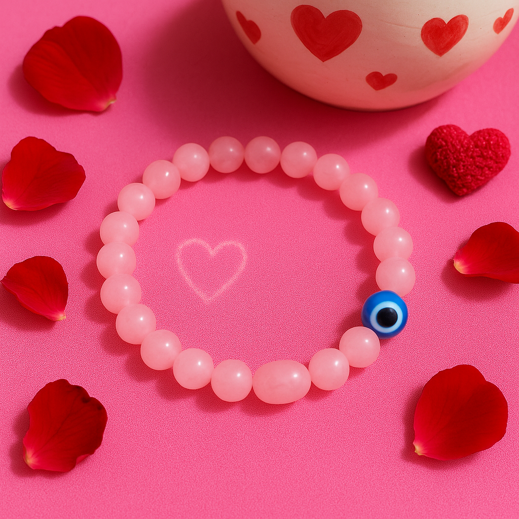 Rose Quartz+Evil Eye Bracelet