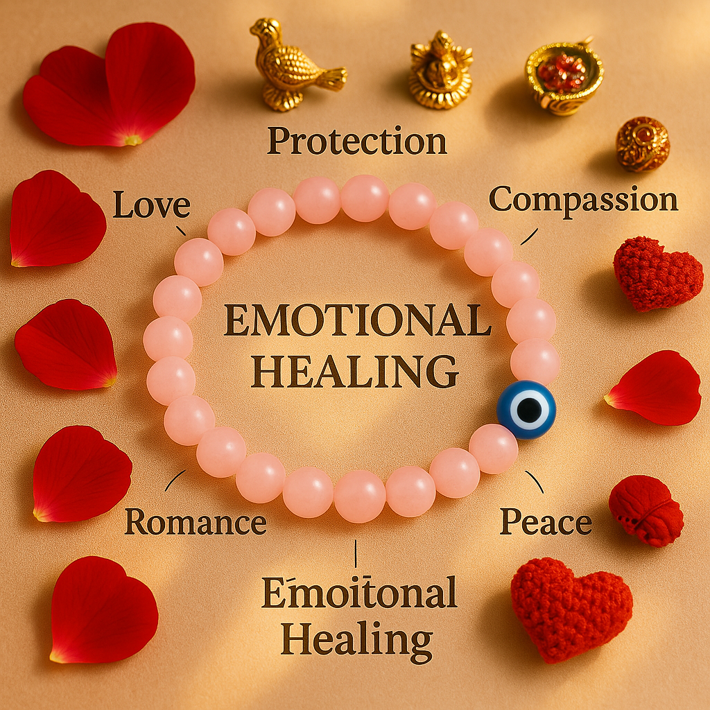 Rose Quartz+Evil Eye Bracelet