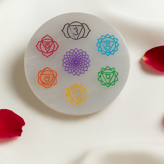 Seven chakra Selenite Charging Plate