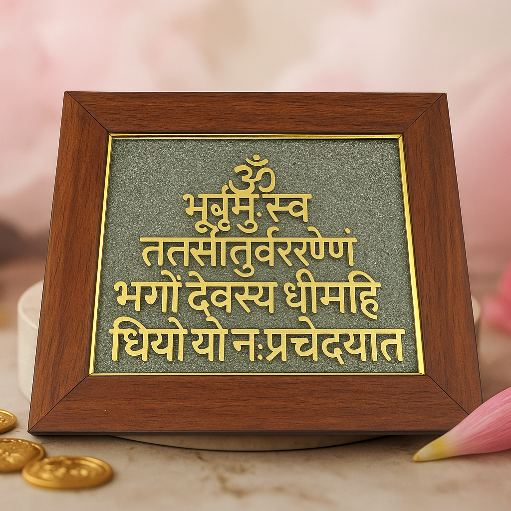 Gayatri Mantra Pyrite Frame + FREE Golden pyrite bracelet on prepaid order
